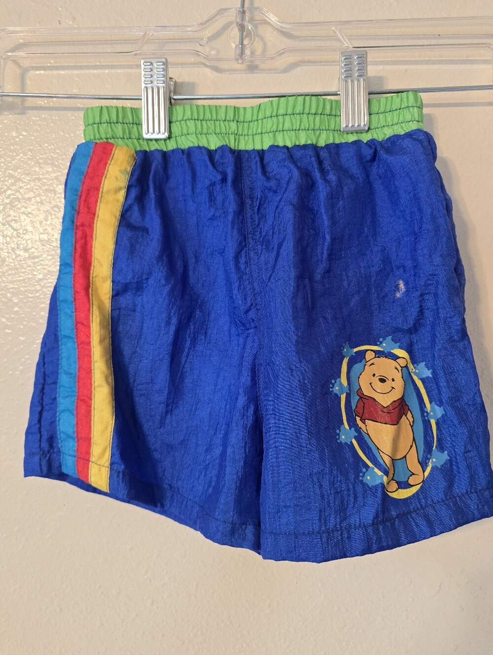 Vintage 90s Disney Winnie the Pooh Swim Trunks 18M Blue Rainbow - Flawed